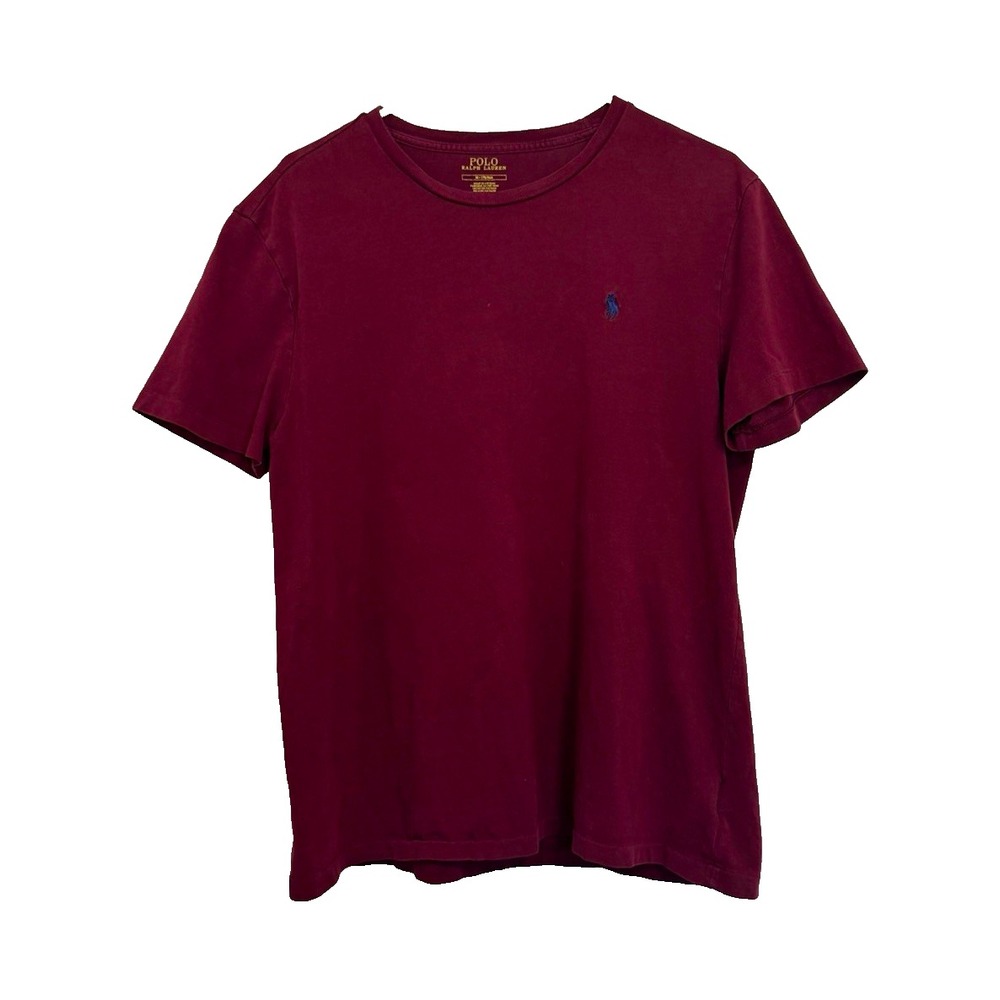 Polo Ralph Lauren Men's Medium Burgundy Solid Crew Neck T-Shirt Tee